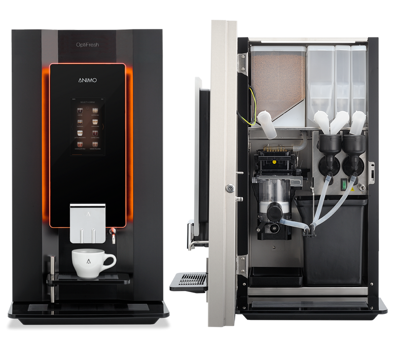 Animo OptiFresh 4 Touch fresh brew koffiemachine met touchscreen, vooraanzicht, fabrikantbeeld