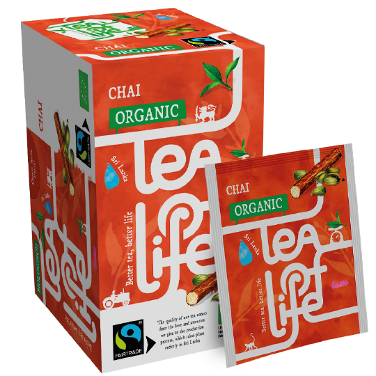 Doos Tea of Life Chai biologische thee, 25 zakjes, fabrikantbeeld