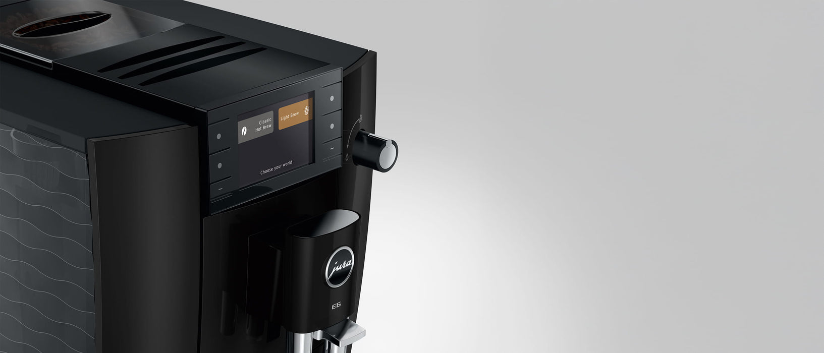 JURA E6 Piano Black espressomachine voor thuis, vooraanzicht, fabrikantbeeld 15