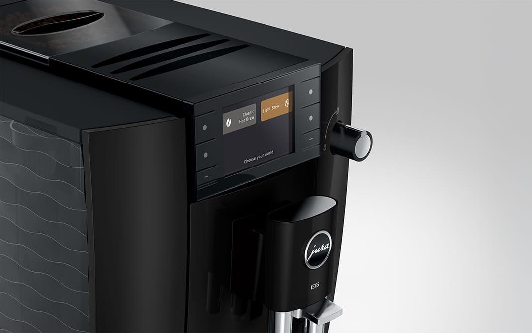 JURA E6 Piano Black espressomachine voor thuis, vooraanzicht, productkenmerk 13