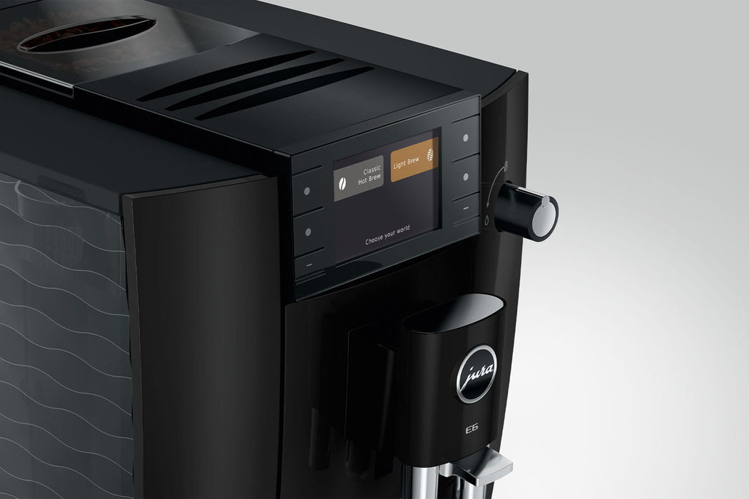 JURA E6 Piano Black espressomachine voor thuis, vooraanzicht, fabrikantbeeld 20