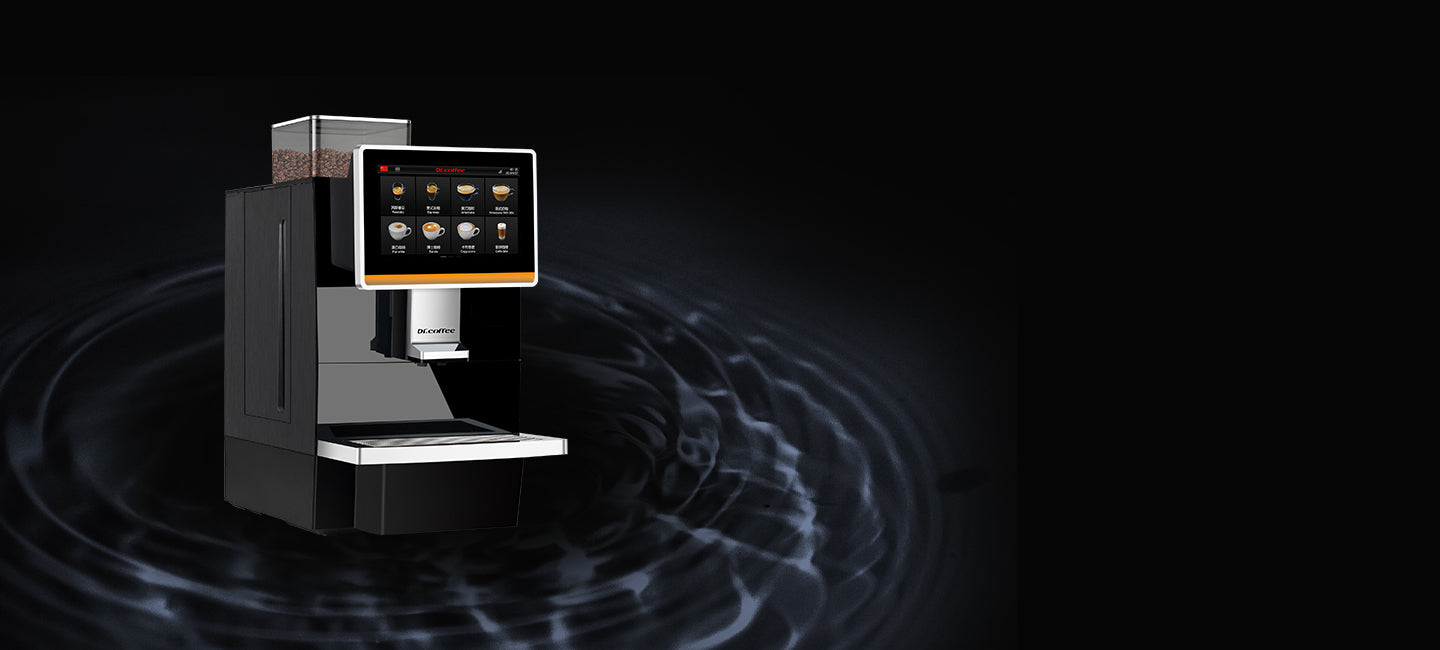 Dr. Coffee Office F11 zakelijke koffiemachine, vooraanzicht met touchscreen, fabrikantbeeld 2