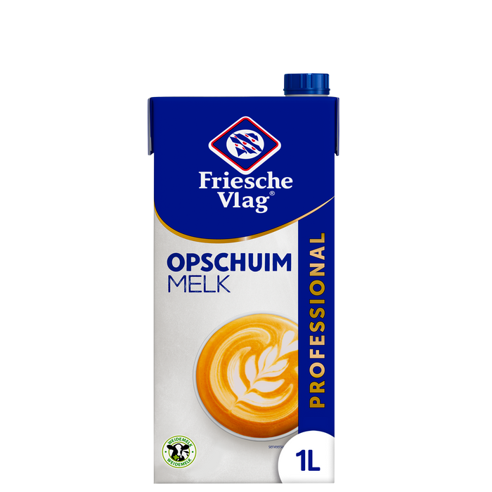 Pak Friesche Vlag Lang Lekker opschuimmelk van 1 liter, fabrikantbeeld
