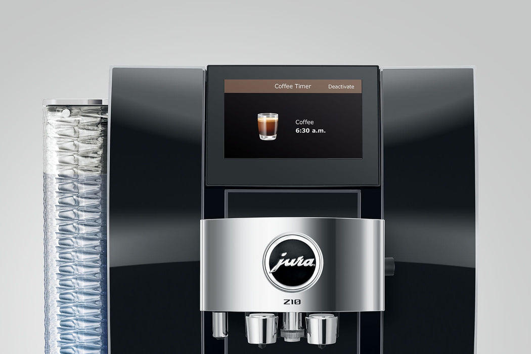 JURA Z10 Diamond Black premium volautomaat, vooraanzicht met touchscreen — fabrikantbeeld 28