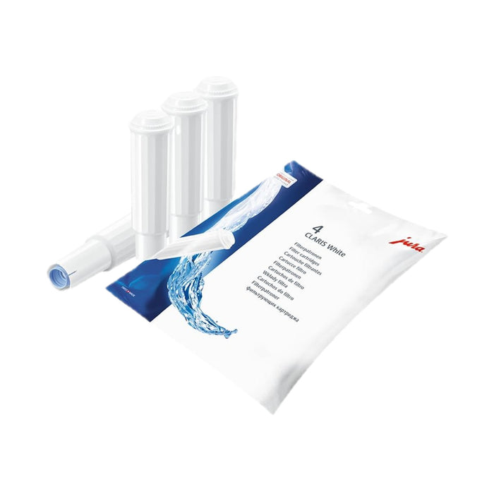 JURA CLARIS White waterfilter 4-pack met blauwe verpakking en witte filtercartridges | Arte dell' espressO