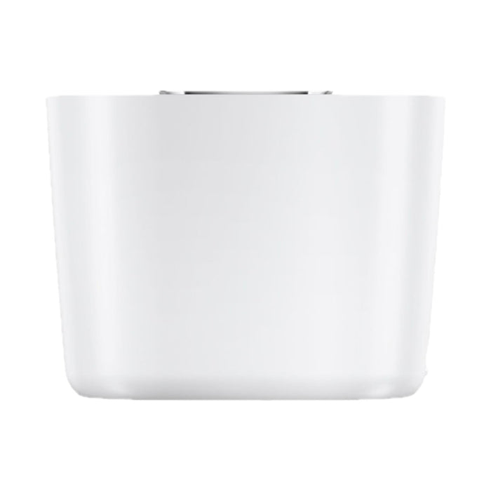 Witte JURA kopjeswarmer S met afgeronde vorm en metallic details, frontale productview | Arte dell' espressO