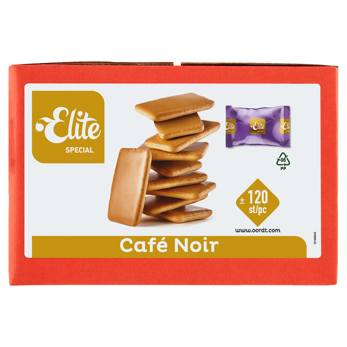 Doos Elite Cafe Noir koekjes, 120 per stuk verpakte stuks, fabrikantbeeld 2