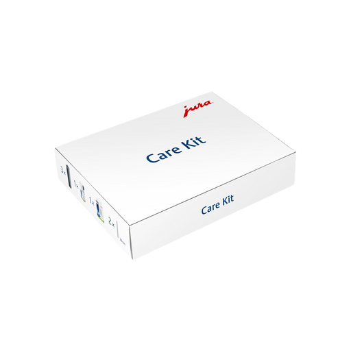 JURA Care Kit 25065 onderhoudspakket in witte verpakking met rood en blauw logo | Arte dell' espressO