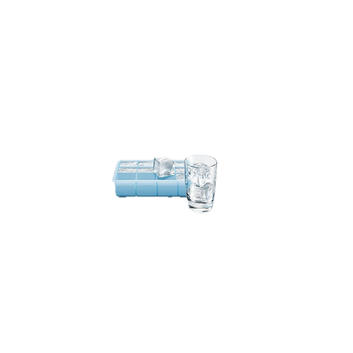 JURA Cold Brew Ice Former blauwe ijsmaker met glas en ijsblokjes op wit | Arte dell' espressO