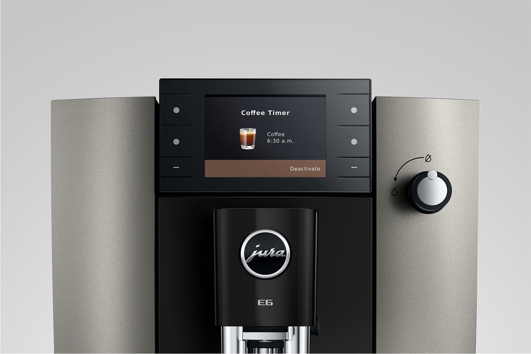 JURA E6 Dark Inox espressomachine voor thuis, vooraanzicht — fabrikantbeeld 21