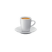 Twee witte porselein espresso kopjes met schoteltje van JURA - perfect voor espresso serveren | Arte dell' espressO