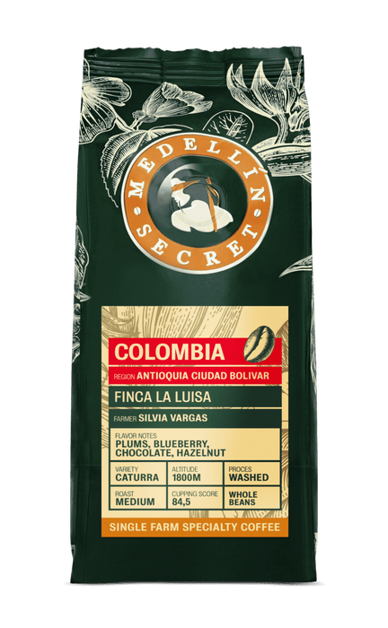 Zak Medellín Secret La Luisa Colombia specialty koffiebonen, fabrikantbeeld