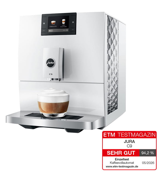 JURA C9 Piano White compacte volautomaat voor thuis, vooraanzicht, fabrikantbeeld 10