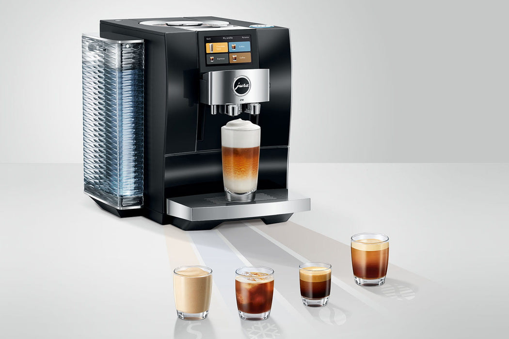 JURA Z10 Diamond Black premium volautomaat, vooraanzicht met touchscreen — fabrikantbeeld 30