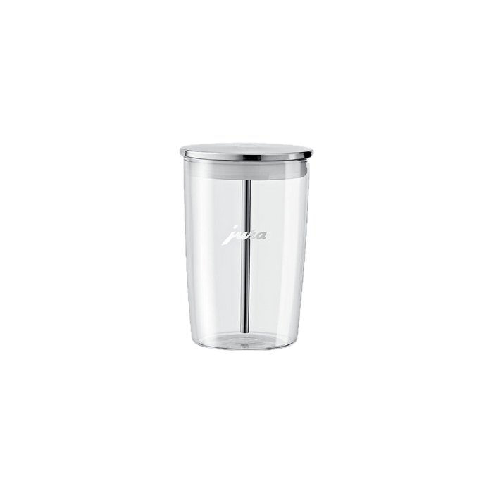 JURA glazen melkhouder 72570 met RVS deksel en schuifstang, transparant glas, voor espressomachines | Arte dell' espressO