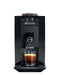 JURA A8 Piano Black, vooraanzicht met espresso