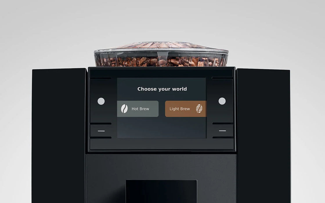 Hot Brew of Light Brew kiezen op het 2,8 inch kleurendisplay van de JURA A8