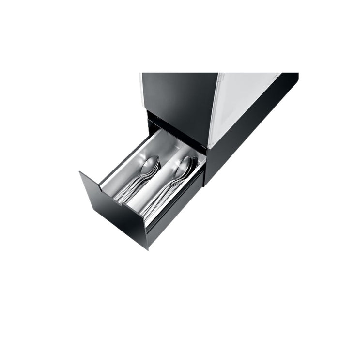 JURA Accessoireslade GIGA 69867 met bestekbak, zwart-zilver design, open uitschuiflade | Arte dell' espressO