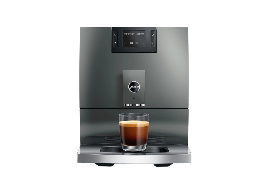 JURA C3 Piano Inox, vooraanzicht met espresso