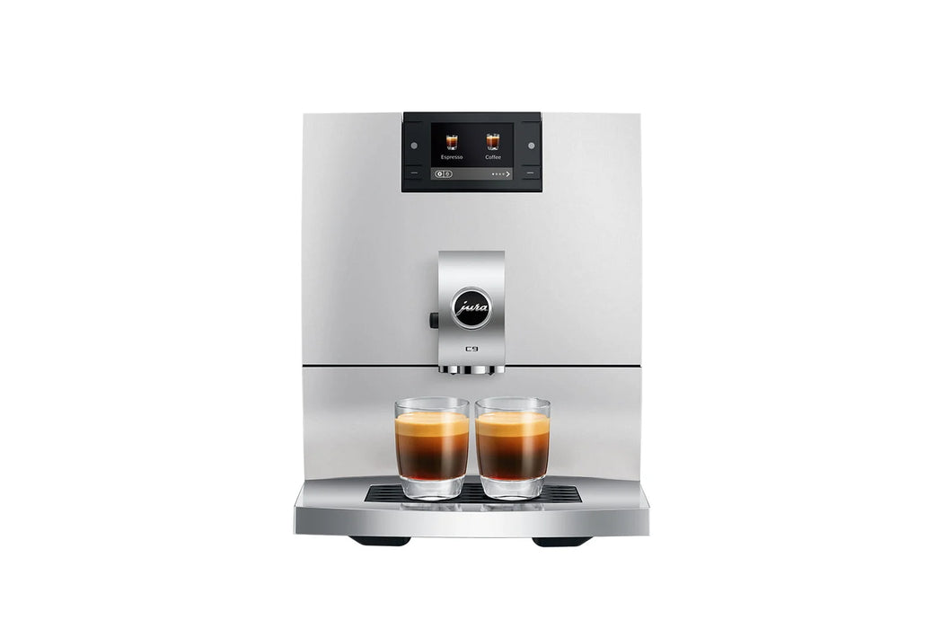 JURA C9 Platina, vooraanzicht met twee kopjes