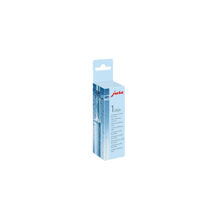 JURA CLARIS Blue GIGA waterfilter verlengstuk in lichtblauw verpakking met hangoog | Arte dell' espressO
