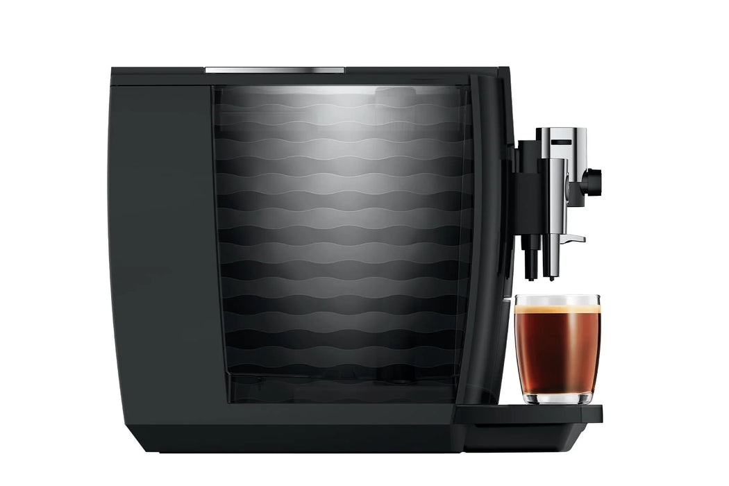 JURA E10 Diamond Black, zijaanzicht met waterreservoir