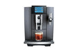 JURA E10 Onyx Grey, vooraanzicht met cold brew in een glas