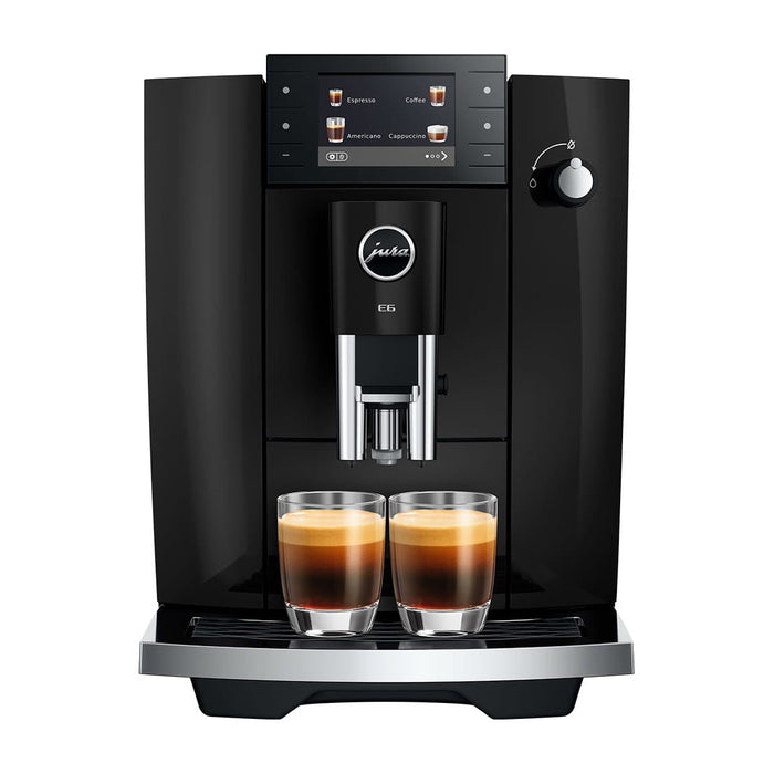 JURA E6 Piano Black (ED) koffiemachine, vooraanzicht