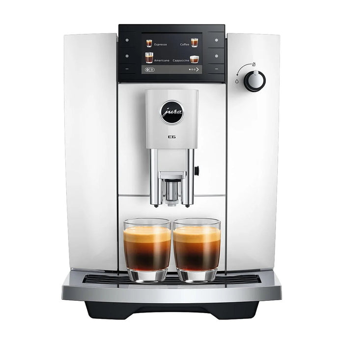 JURA E6 Piano White (ED) koffiemachine, vooraanzicht