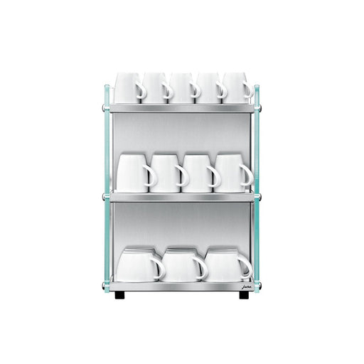 JURA glazen koppenwarmer met verwarmde etages vol kopjes