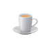 Wit porselein JURA koffiekopje met schotel en espresso, elegant design voor koffieliefhebbers | Arte dell' espressO