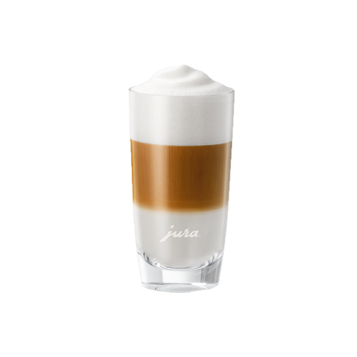 JURA Latte Macchiato Glas Hoog met gescheiden lagen melk en espresso, transparant glas | Arte dell' espressO