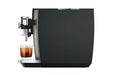 JURA S10 Dark Inox, zijaanzicht rechts met espresso