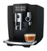 JURA S10 Obsidian Black (EA) volautomaat, vooraanzicht met 4,3 inch touchscreen en cappuccino