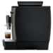 JURA W4 Dark Inox koffiemachine met espresso in een glas, zijaanzicht met matzwarte afwerking
