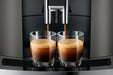 JURA W8 Dark Inox bereidt twee espresso's tegelijk met een stijlvolle inox afwerking