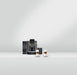 JURA W8 Dark Inox zakelijke koffiemachine met melkopschuimer en twee cappuccino's op witte achtergrond