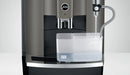 JURA W8 Dark Inox zakelijke koffiemachine met watertank en metalen afwerking