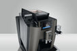 JURA W8 Dark Inox zakelijke koffiemachine met touchscreen en dubbele uitloop in een moderne, donkere afwerking