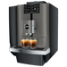 JURA X10 Dark Inox zakelijke koffiemachine met display en twee kopjes espresso