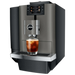 JURA X10 Dark Inox zakelijke koffiemachine met touchscreen en glas cold brew op de lekbak