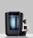 JURA X4 Dark Inox zakelijke koffiemachine met watertank en vers gezette espresso in glas