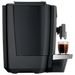 JURA X4 Dark Inox zakelijke koffiemachine met een kopje espresso op het dienblad, in een strakke donkere afwerking