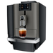 JURA X4 Dark Inox zakelijke koffiemachine met touchscreen en vers gezette espresso in glas